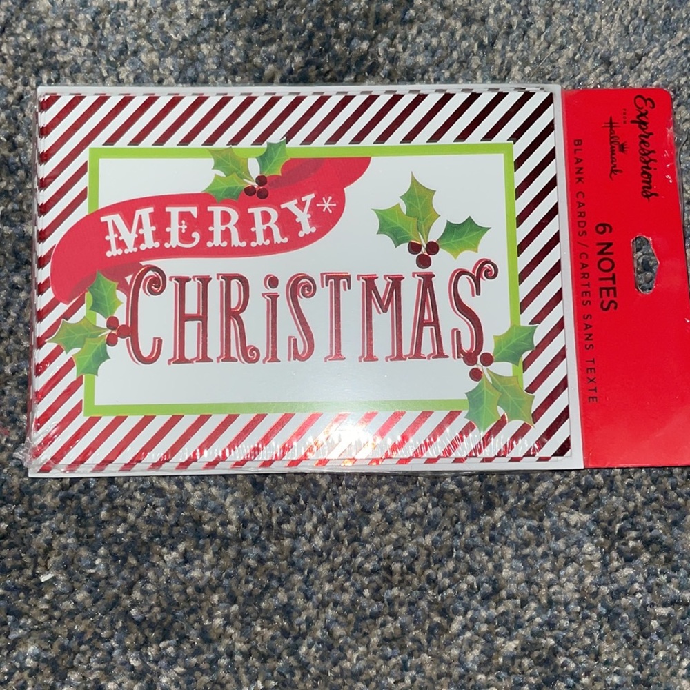 Hallmark Merry Christmas Cards Set of 6 Blank Notecards